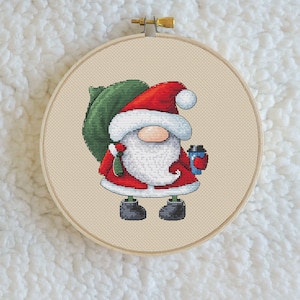 Christmas Gnome Cross Stitch Pattern - Santa Cross Stitch Counted Chart - Pattern PDF Instant Download - Modern Cross Stitch