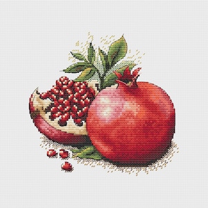 Granaatappel kruissteekpatroon - fruit geteld kruissteekkaart - zelfstudie eten kruissteek - borduurpatroon - xstitch pdf-patroon
