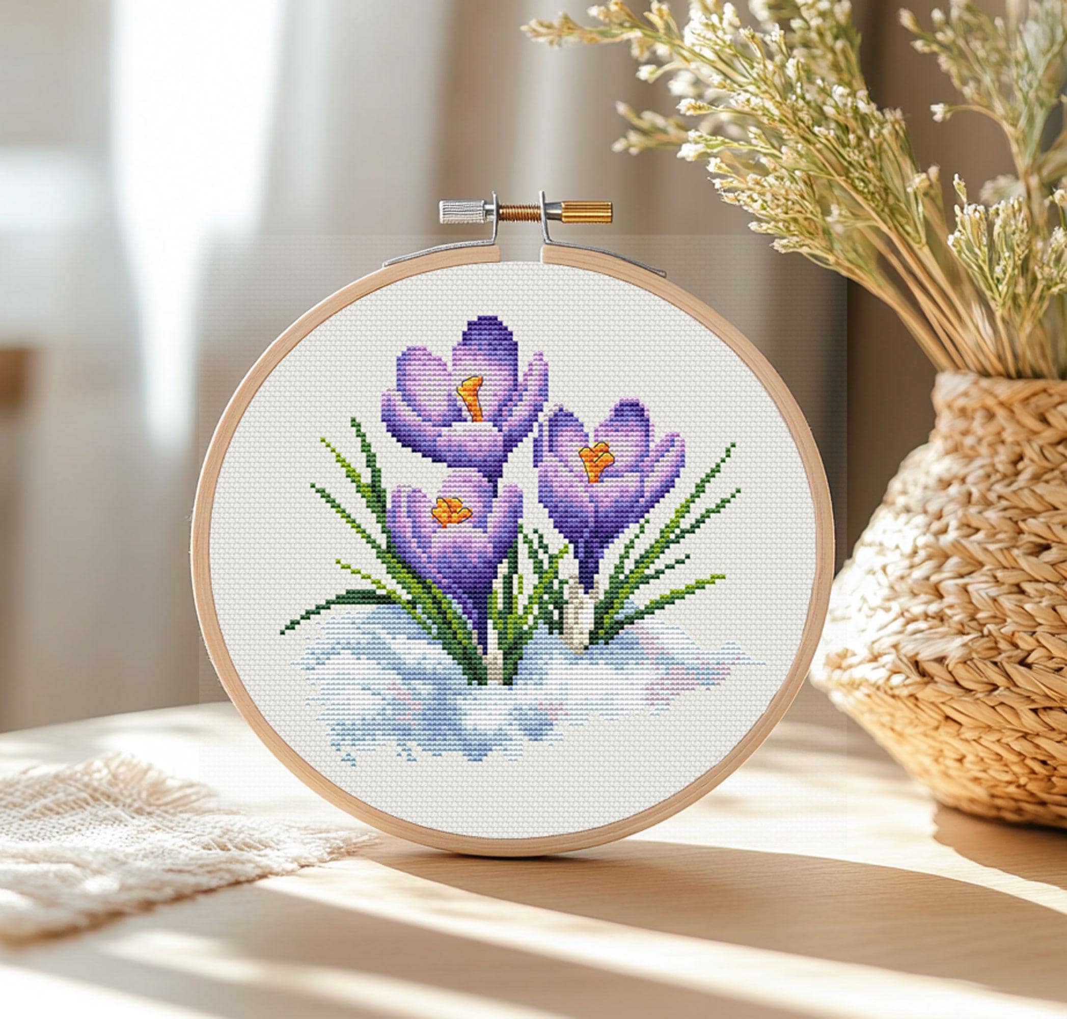 Crocuses Cross Stitch Pattern: Spring Flower Embroidery Design (PDF ...