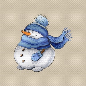 Christmas Cross Stitch Pattern - Cute Snowman Cross Stitch Chart - Winter Cozy Counted Cross Stitch - Digital PDF File