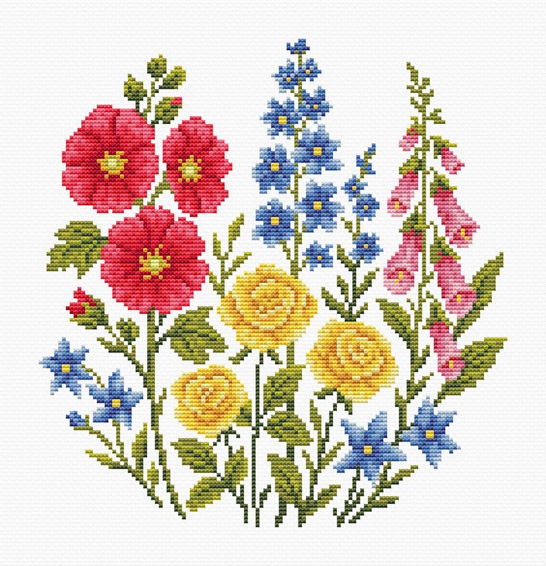Cottage Garden Flowers Cross Stitch Pattern PDF - Etsy UK