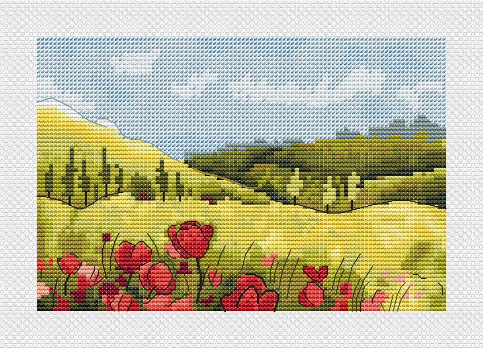 Cross Stitch Pattern Summer Landscape Downloadable Cross Etsy