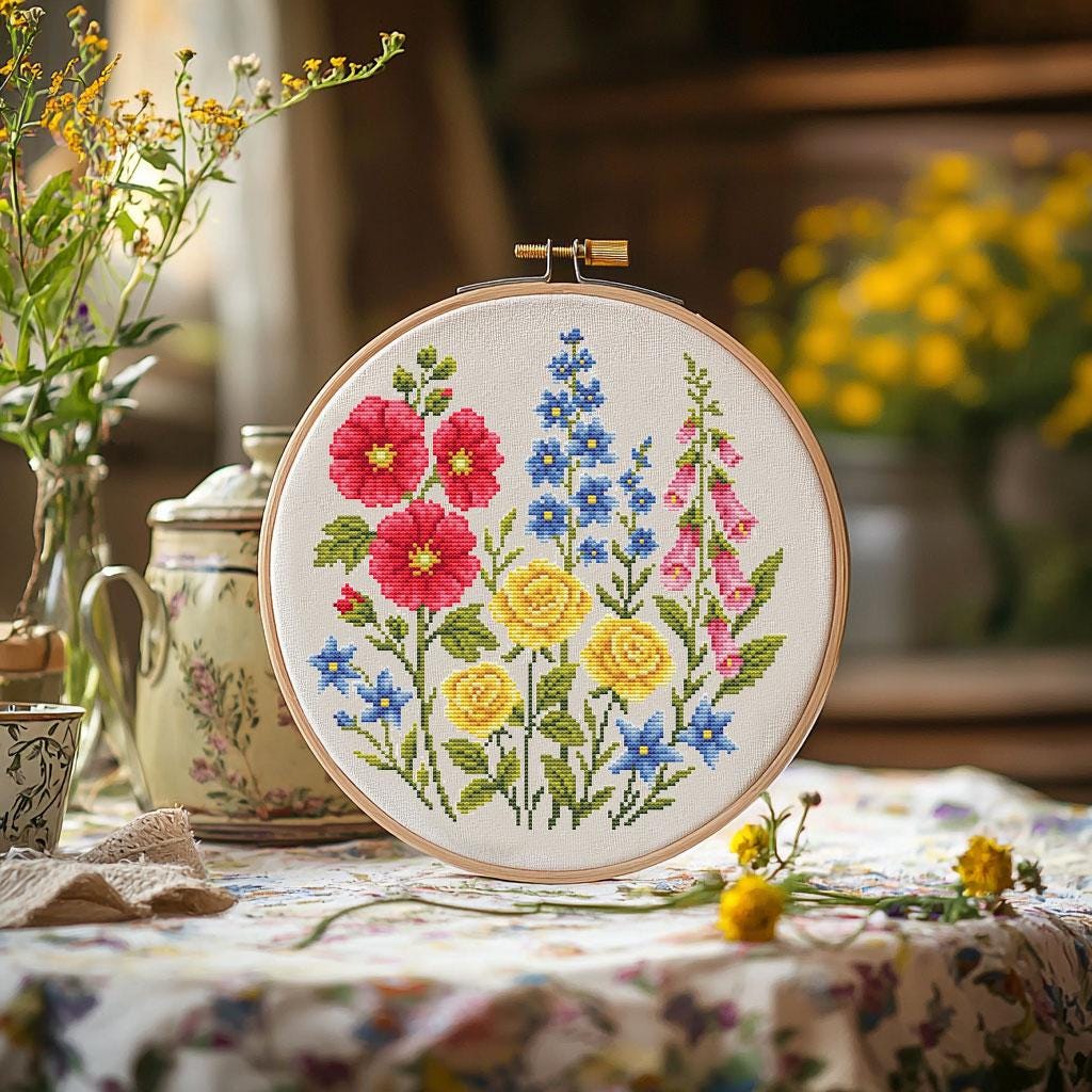 Cottage Garden Flowers Cross Stitch Pattern PDF - Etsy UK