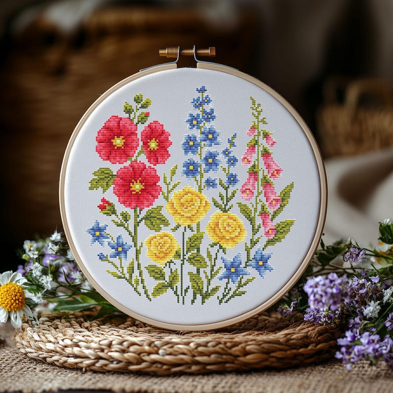 Cottage Garden Flowers Cross Stitch Pattern PDF - Etsy UK