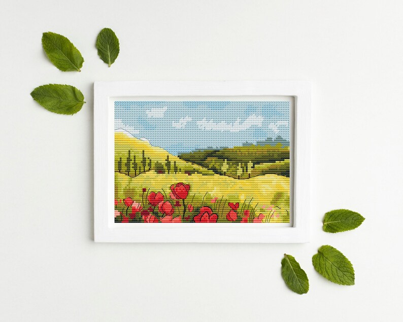 Cross Stitch Pattern Summer Landscape Downloadable Cross Etsy
