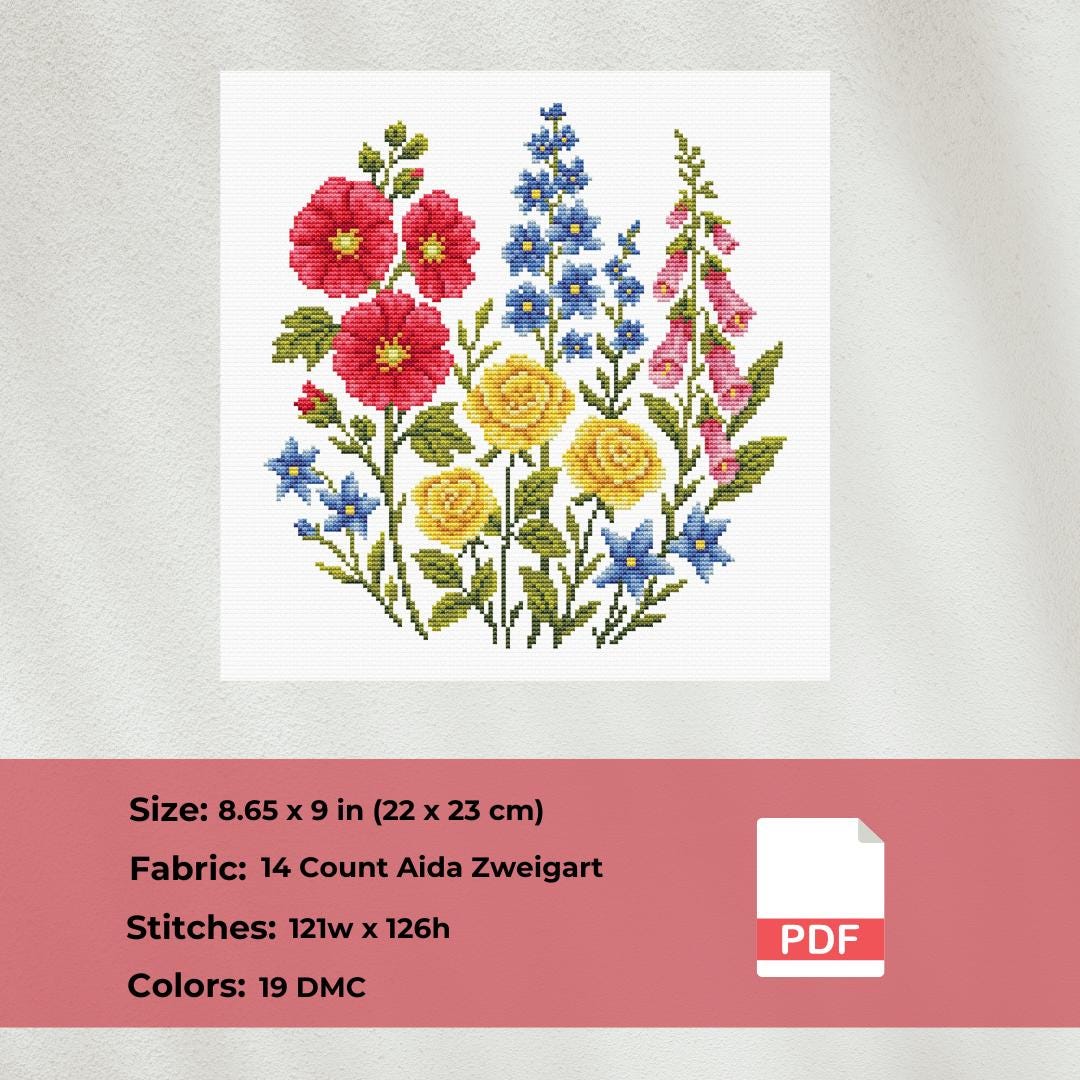 Cottage Garden Flowers Cross Stitch Pattern PDF - Etsy