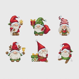 Grappige kabouters kruissteekpatroon - kerst geteld kruissteek-tutorial - schattig borduurontwerp - borduurpatroon - xstitch-pdf