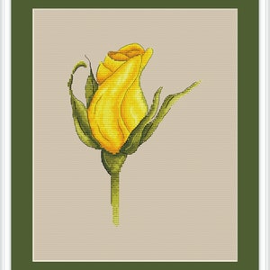 Rose Kreuzstichmuster - Gelbe Blumen Kreuzstich Tuturial - Blumen Stickerei Design - Nadelspitze Stickmuster - PDF Muster