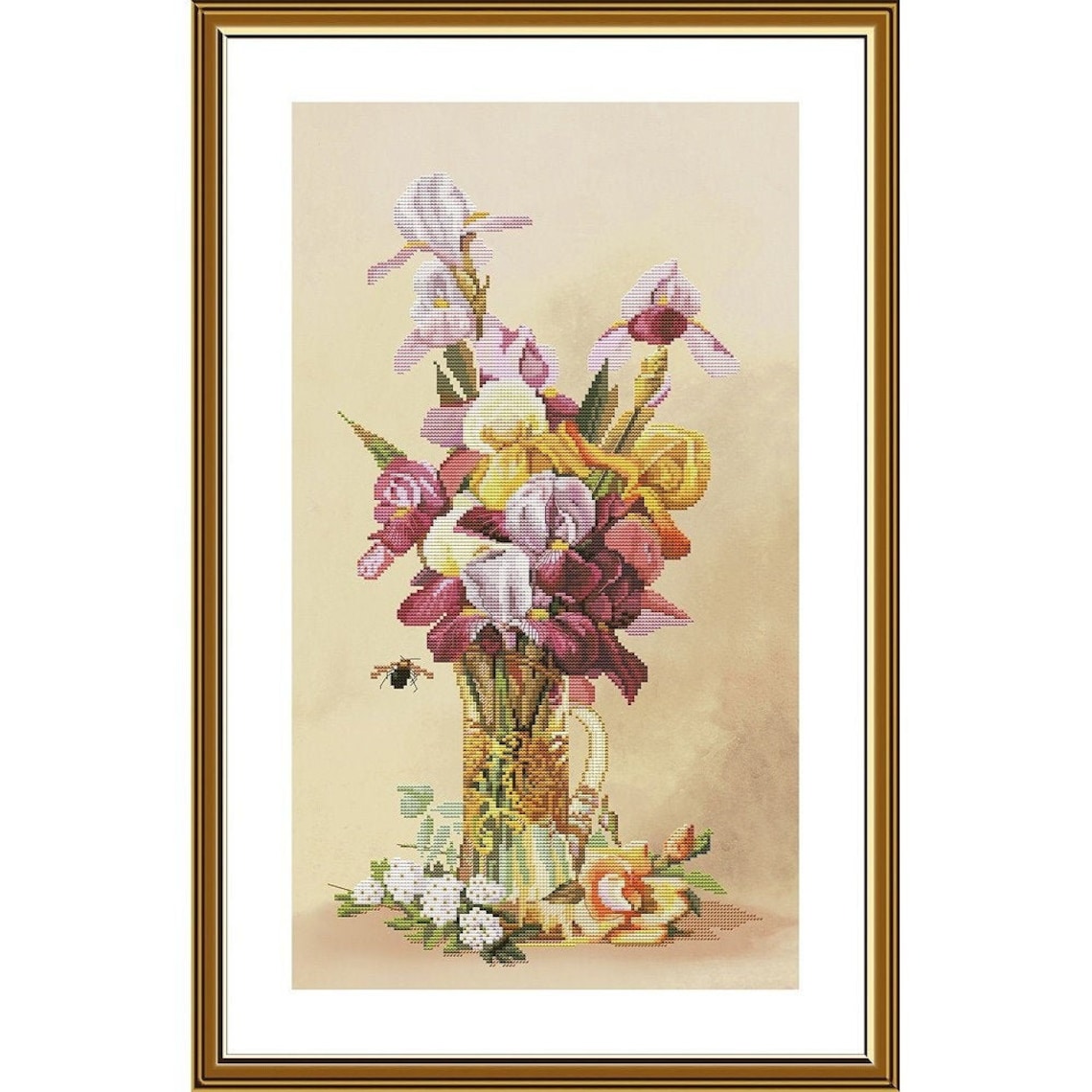 Cross Stitch Kit Flowers Embrodery Kit Counted Cross Stitch Etsy