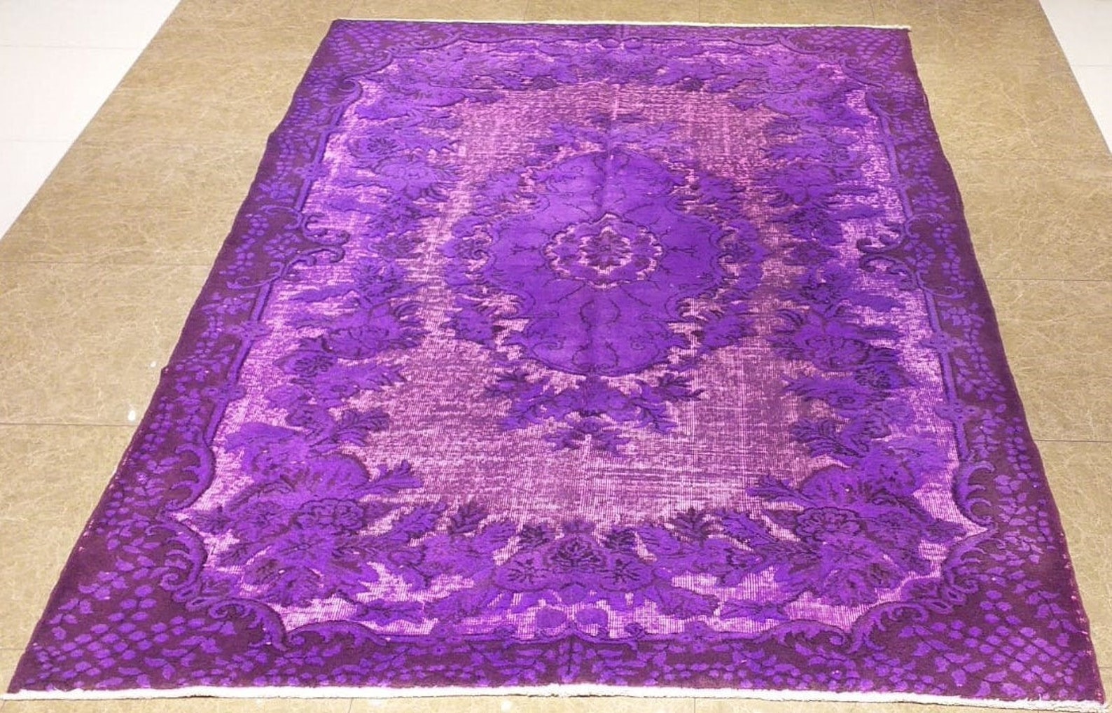Purple Classic Wool Carpet 100 Handmade Etsy