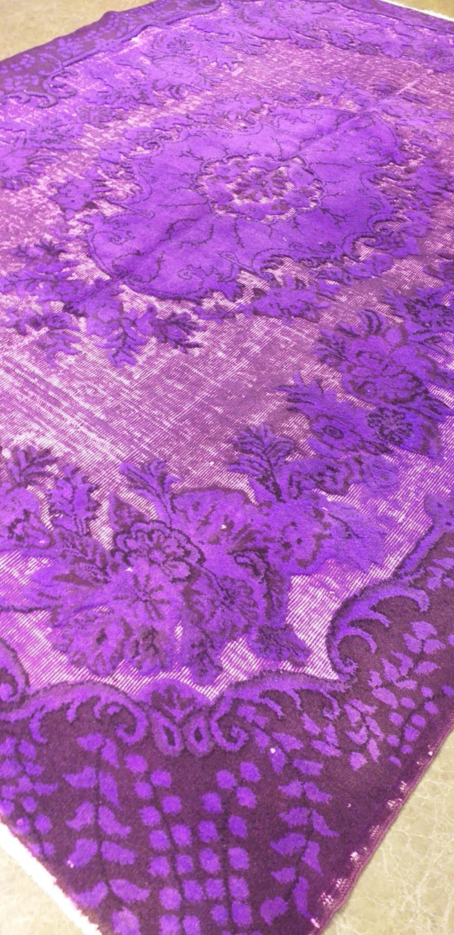 Purple Classic Wool Carpet 100 Handmade Etsy