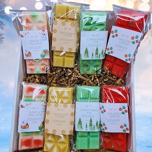 8 Pack Christmas Wax Melts, Christmas Holiday Scents, Winter Scents Soy Wax Melts, Scented Snap Bar Wax Melts