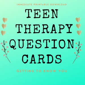 Therapy Question Cards For Teens Counseling Flash Cards For Therapists Counselors Getting To Know You Printable Download image 1