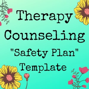 SAFETY PLAN For Therapist Counselor Mental Health Counseling Worksheet Therapy Tools Printable Download Prevention