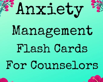 Anxiety Management Coping Skills FLASH CARDS Therapist Counselor Mental Health Tools Worksheets Counseling Digital Download