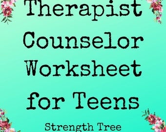 Therapist Counselor WORKSHEETS "Strength Tree" Teens Mental Health Counseling Tool For Teen Clients