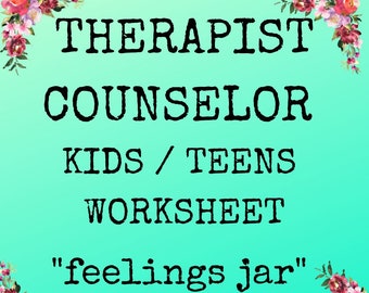 Therapy Kids Teens Worksheet Counseling "Feelings Jar" Mental Health Tools Digital Immediate Download