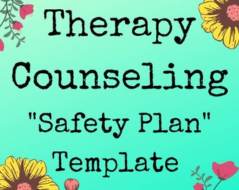 SAFETY PLAN For Therapist Counselor Mental Health Counseling Worksheet Therapy Tools Printable Download Prevention