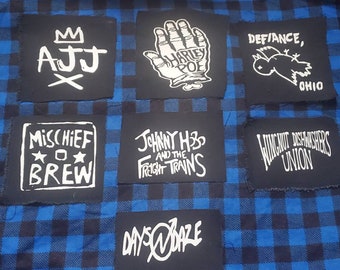 Folk punk punkrock patches(AJJ,harley  poe,defiance ohio, mischief brew, Johnny hobo , wingnut dishwashers union and days n daze