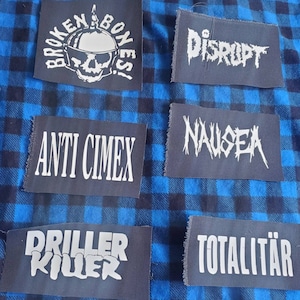 Crust punk dbeat  patches(broken bones,disrupt,anti cimex,nausea,driller killer,totalitar)