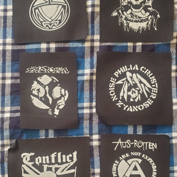 Punk punkrock metal crustpunk hardcore dbeat patches (antischism,discharge ,dystopia,zyanose,conflict, ausrotten)