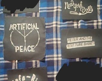 Punk rock punkrock patches(artificial peace,infa riot,new york dolls,peter and the test tube babies)