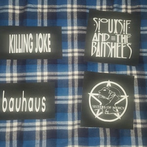 Goth punk rock patches (killing joke,siouxie and the banshees,bauhaus,sisters of mercy)
