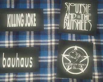 Goth punk rock patches (killing joke,siouxie and the banshees,bauhaus,sisters of mercy)