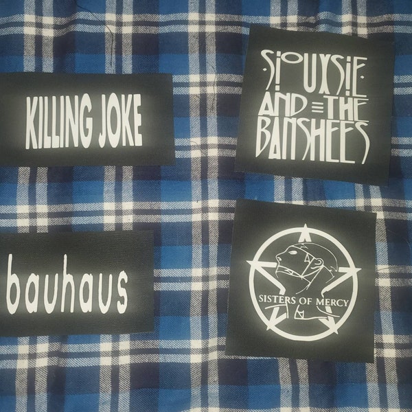 Goth punk rock patches (killing joke,siouxie and the banshees,bauhaus,sisters of mercy)