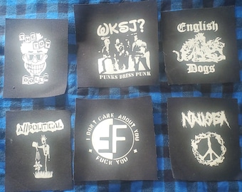 Punk punkrock crust punk hardcore streetpunk oi english dogs, a//political nausea wksj)patches