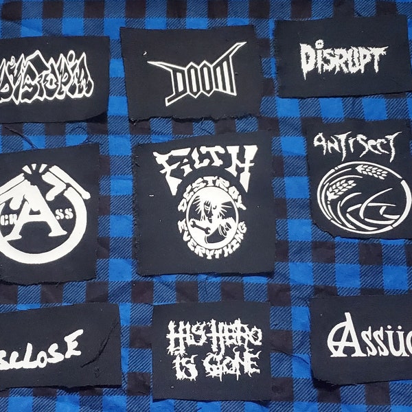 Punk crust punk patches(Dystopia,doom, disrupt,crass,filth,antisect,disclose,his hero is gone,assuck)