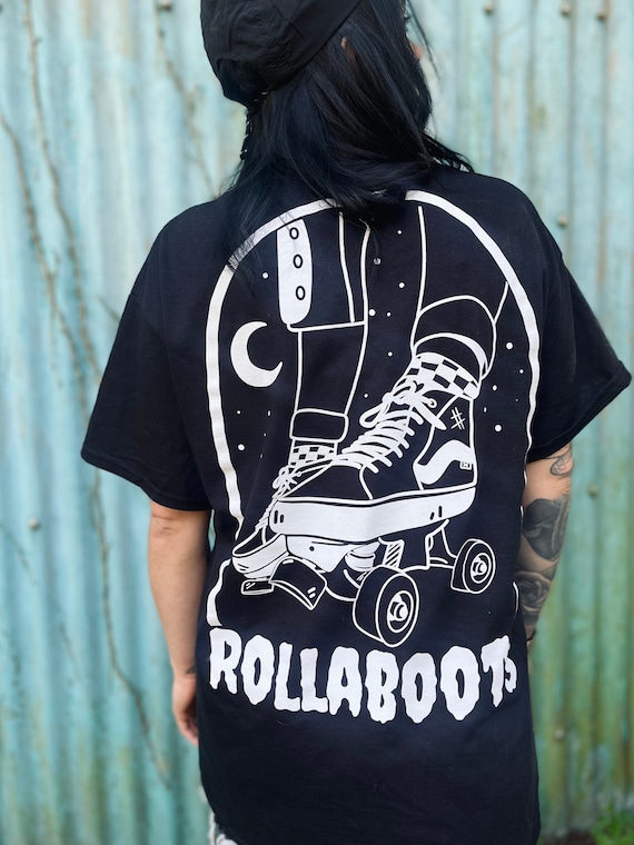 Rollaboots Vans Roller Skate Inspired t-shirt in black and white