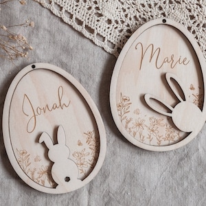 Hanger Paasdecoratie met naam gepersonaliseerd cadeaulabel Paasdecoratie cadeau voor kinderen Paashaas hanger Paasmand