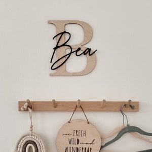 Placa de madera para habitación infantil con nombre deseado - placa de puerta personalizada con nombre - regalo habitación bebé nacimiento niña niño