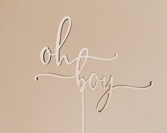 Holz-Tortenstecker für Babypartys: 'Oh Boy' oder 'Oh Girl' - Ideal für Gender Reveal, Geschenke zur Geburt & Babyshowers | Cake Topper