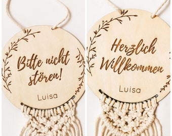 Türschild personalisiert, Bitte nicht stören / Willkommen aus Holz