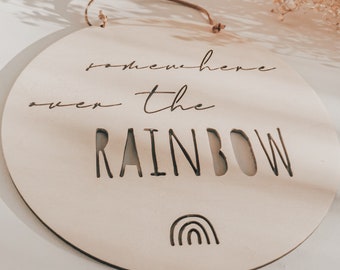 Holzschild somewhere over the rainbow | Kinderzimmer Dekoration aus Holz | Schild aus Holz Kinder Geschenk | Geschenk zu Ostern