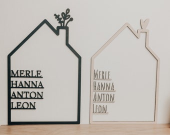 Haus mit Namen Holz Geschenk Hochzeit Personalisiertes Holzhaus Weihnachtsgeschenk Familien Geschenk Einweihung Hochzeitsgeschenk Familie