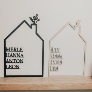 Haus mit Namen personalisiert aus Holz - Familien Geschenk zur Einweihung oder zum Einzug - als Hochzeitsgeschenk, Einweihungsgeschenk