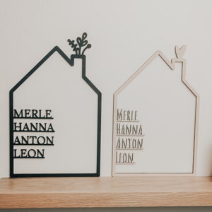 Haus mit Namen Holz Geschenk Hochzeit Personalisiertes Holzhaus Muttertagsgeschenk Familien Geschenk Einweihung Hochzeitsgeschenk Familie Bild 1