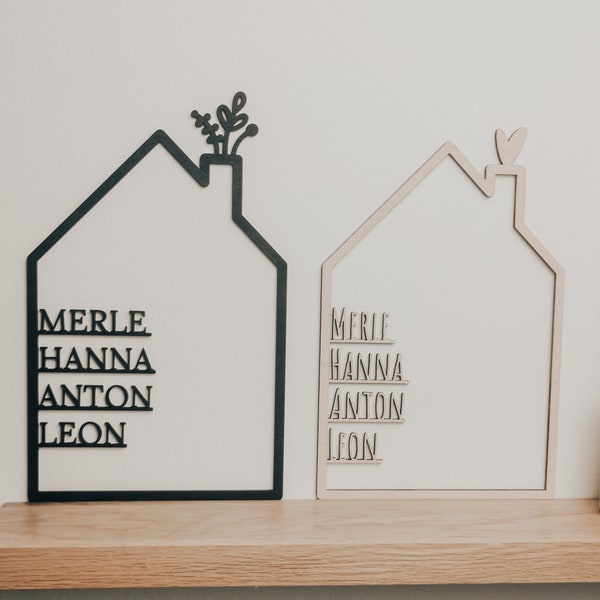 Haus mit Namen Holz Geschenk Hochzeit Personalisiertes Holzhaus Weihnachtsgeschenk Familien Geschenk Einweihung Hochzeitsgeschenk Familie