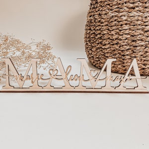 Muttertagsgeschenk Aufsteller aus Holz für Mama mit Namen personalisiert zu Muttertag Geschenk von Kindern zum Geburtstag