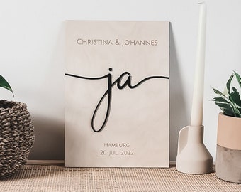 Hochzeitsschild personalisiertes Hochzeitsgeschenk Hochzeitsdeko aus Holz minimalistisch