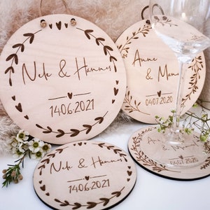 Wedding Shield Personalized Wedding Gift Wedding Decoration Wooden Coaster Minimalist Gift for Wedding