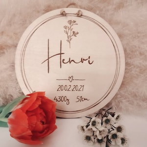 Naambordje gepersonaliseerd cadeau voor geboorte/doop van hout