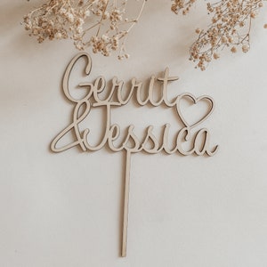 Wedding cake topper with name personalized made of wood gift for wedding