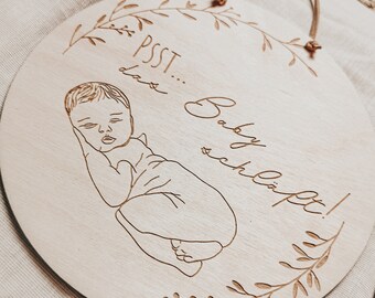 Baby schläft Holzschild Psst bitte nicht klingeln Türschild Holz