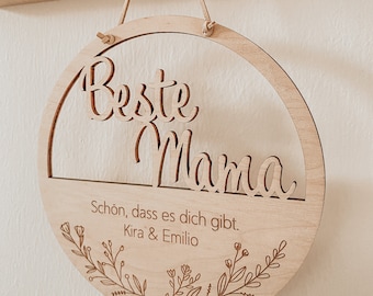 Personalisiertes Holzschild beste Mama | Geschenkidee Geburtstag | Muttertagsgeschenk | Geschenk zum Muttertag für die Mama Frau