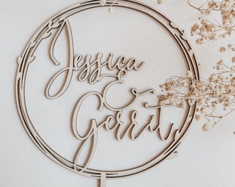 Taarttopper bruiloft | Houten taarttopper | Bruidstaart decoratie