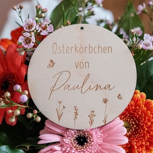 Personalisierter Anhänger für das Osterkörbchen | Holzschild Baby Kind Geschenkidee | Osternest | Osterkorb mit Name